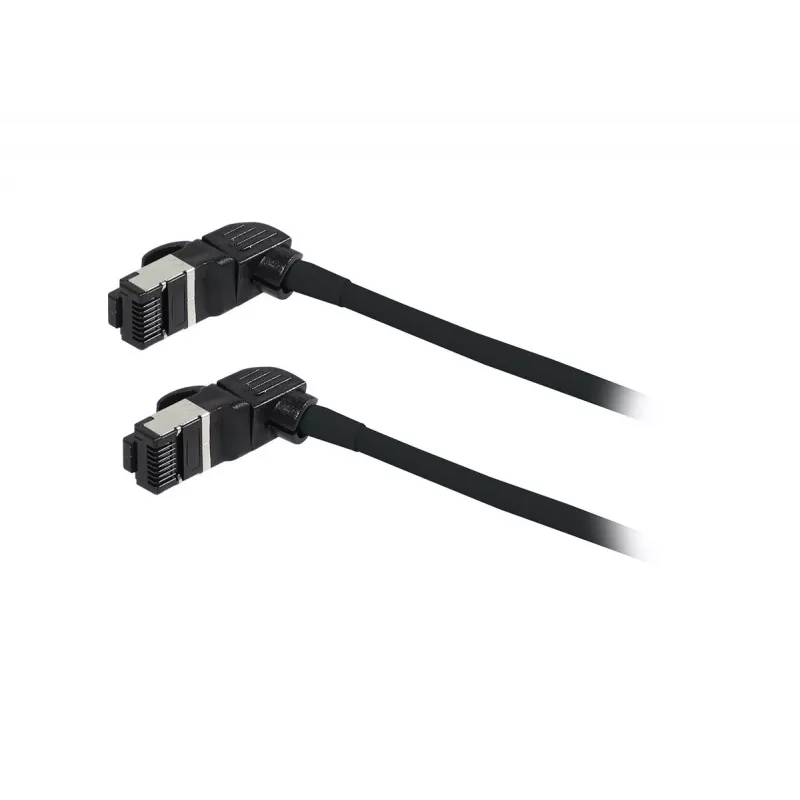 Cable de conexión slim SYNERGY21 S218115 CAT6A S/FTP, RJ45, 2m, negro, 500MHz, LSZH, conector giratorio