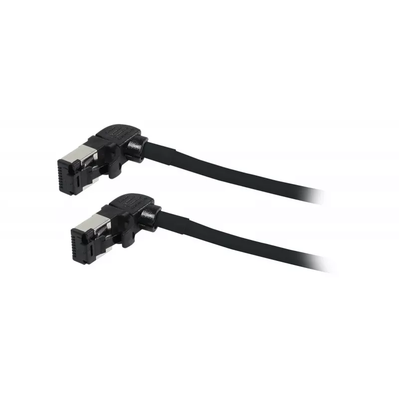 Cable de conexión slim SYNERGY21 S218115 CAT6A S/FTP, RJ45, 2m, negro, 500MHz, LSZH, conector giratorio