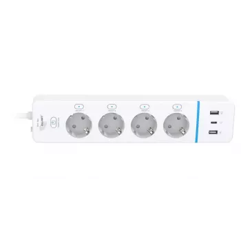 ALLNET ESP32 WiFi Regleta de enchufes inteligente ALL3079-4, 4 tomas AC, 2x USB-A y 1x USB-C, medición de energía