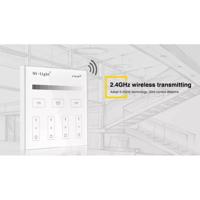 SYNERGY21 T1 MiLight Panel inteligente Mando a distancia táctil de 4 zonas de un solo color