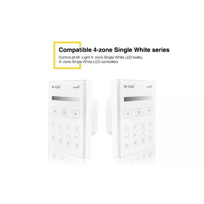 SYNERGY21 T1 MiLight Panel inteligente Mando a distancia táctil de 4 zonas de un solo color