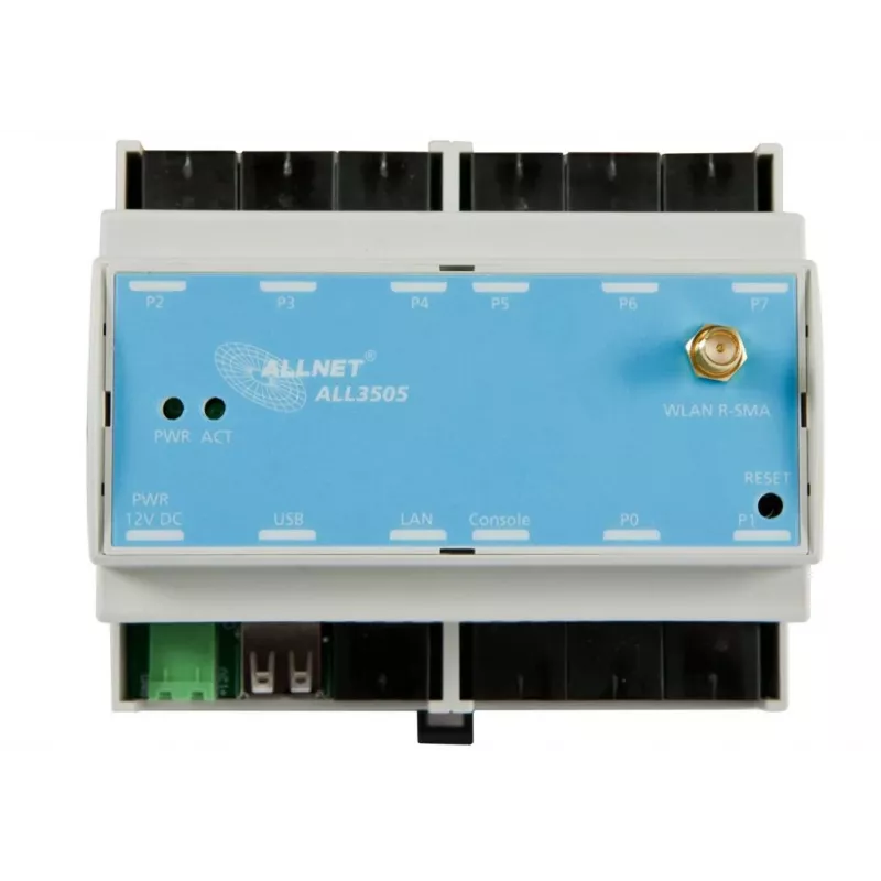 ALLNET ALL3505v2 controlador IP de automatización de edificios con 8 puertos de sensor, montaje en carril DIN