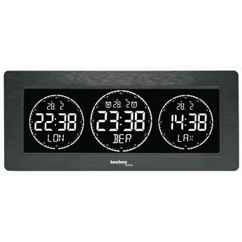 Technoline despertador digital de mesa con indicador de temperatura, fecha, función de repetición - negro