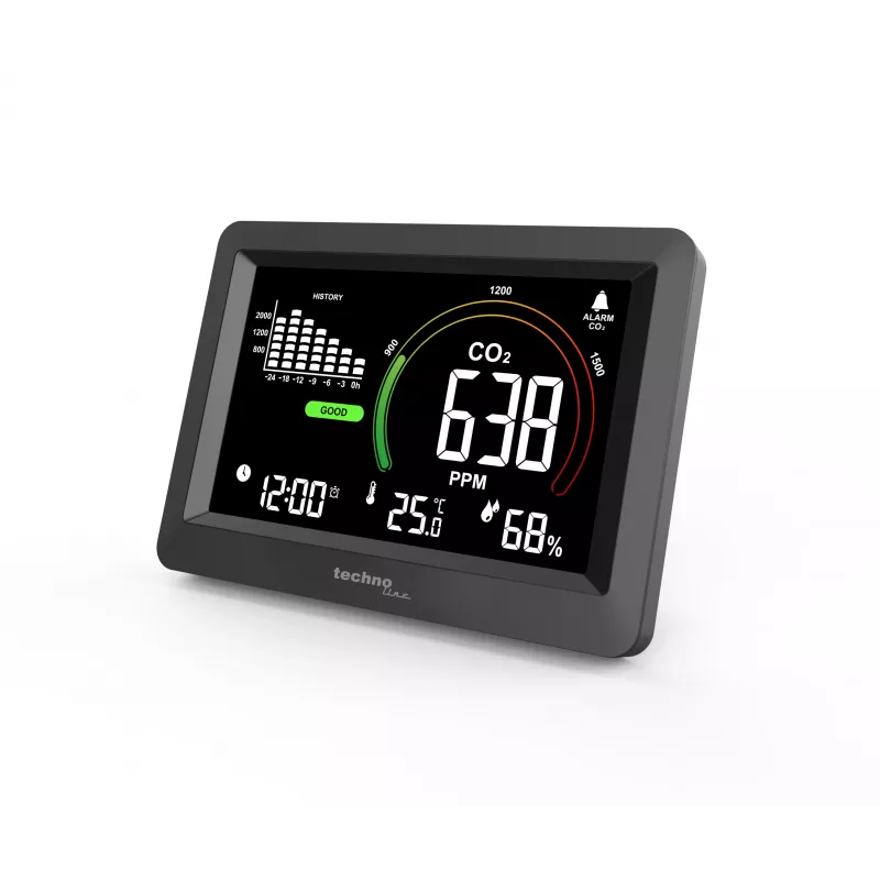 Technoline WL1028 Monitor de CO2 Monitor de calidad del aire con alarma Negro