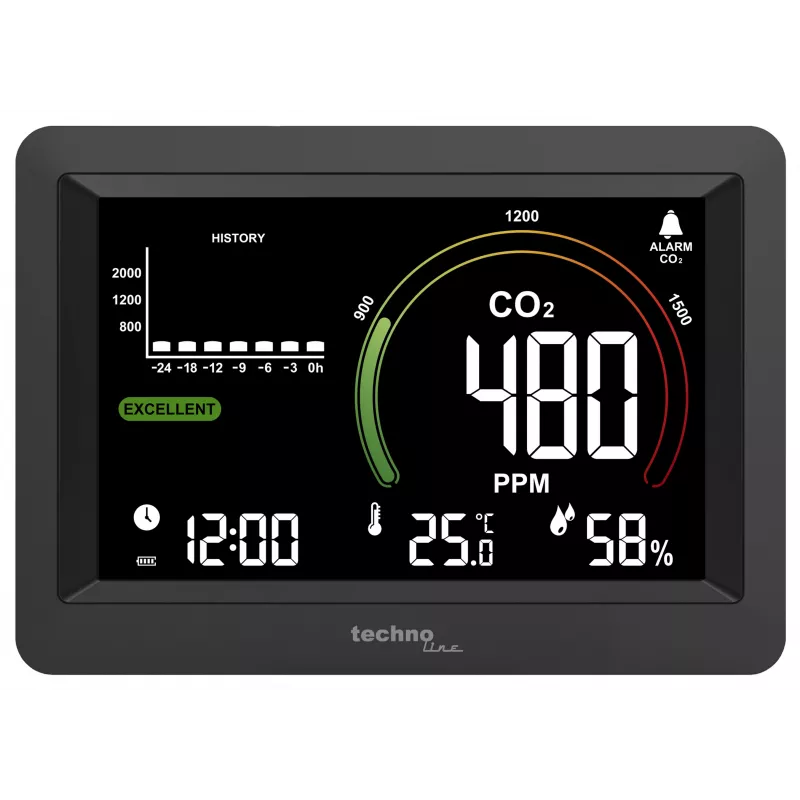 Technoline WL1028 Monitor de CO2 Monitor de calidad del aire con alarma Negro