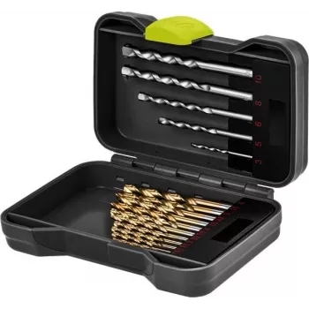 Goobay set de 17 piezas de brocas para metal y piedra con puntas de destornillador en estuche resistente 77848