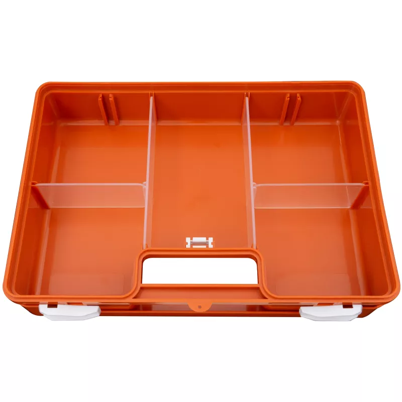 PETEX 43924135 botiquín de primeros auxilios DIN 13157, naranja, 280 x 115 x 200 mm, montaje en pared, plástico ABS, para oficinas, talleres, pequeñas empresas, centros educativos