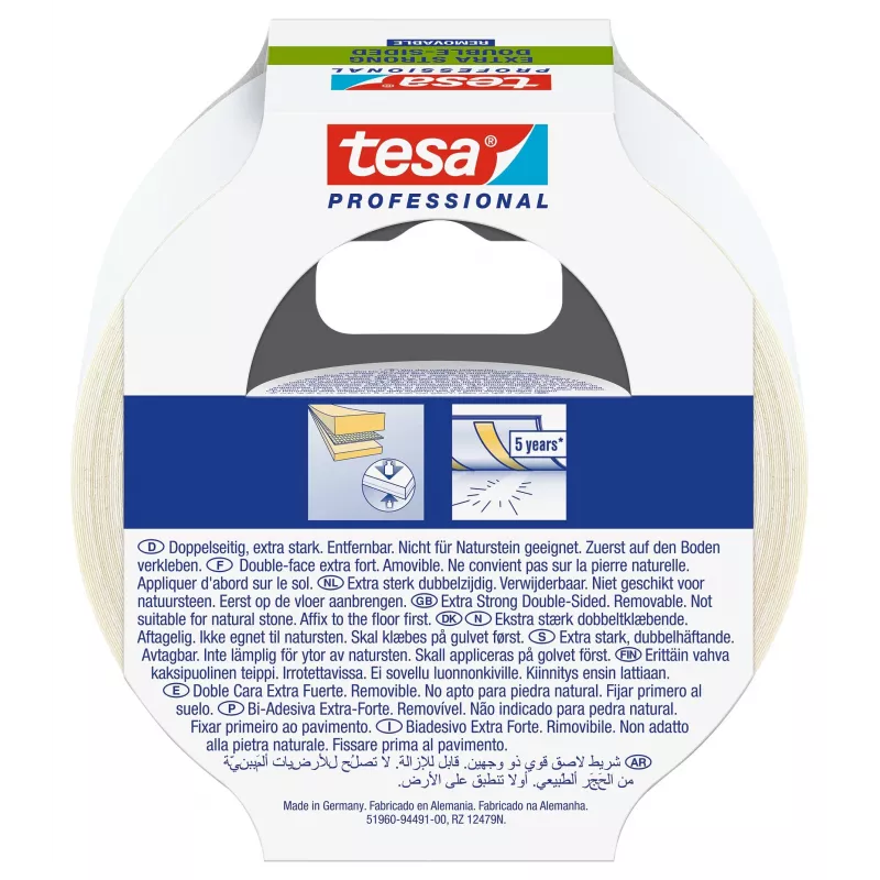 tesa 51960-00000-11 cinta adhesiva PET de doble cara transparente 10 m x 50 mm