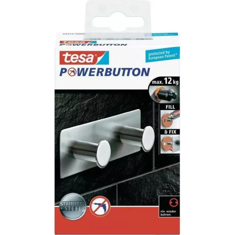 Tesa Powerbutton Classic doble gancho 12kg cromado 59333-00000-01