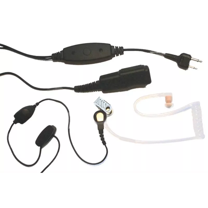 MIDLAND Albrecht AE 31-PT07 auricular mono in-ear con micrófono de diadema y PTT, con cable, conexión de 2 pines, negro 41990