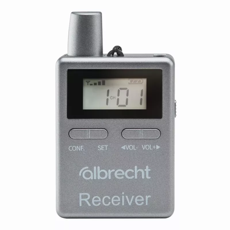 MIDLAND Albrecht ATT/ATR400 sistema de guía turístico digital para 20 personas con 16 canales, 863-865 MHz, 150 m de alcance, estuche de carga 29970.S20