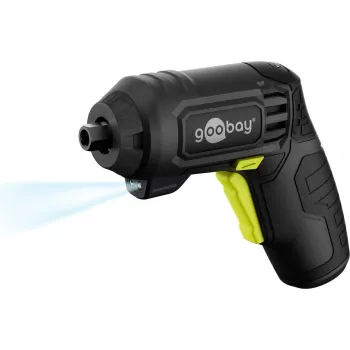 Goobay Set de destornillador mini con batería 31 piezas mango de pistola con 28 puntas y función de carga Micro-USB (77818)