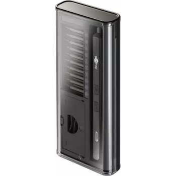 Goobay 77838 Destornillador eléctrico de precisión con batería, 20 piezas, LED