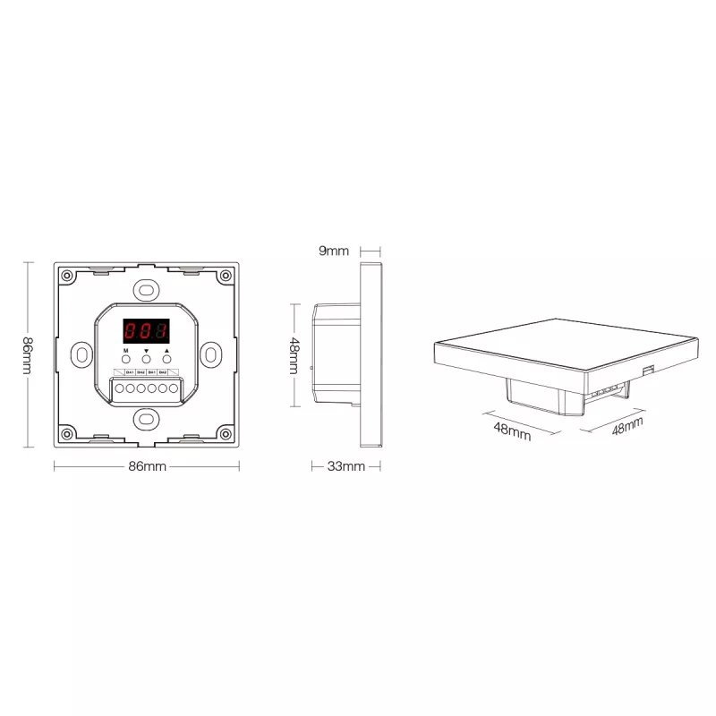 Miboxer LED Smart DALI panel táctil de temperatura de color DT8 (DP2S)