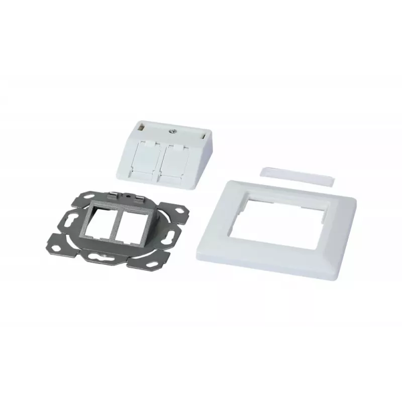 SYNERGY21 soporte de módulo Keystone empotrable para 2x módulo TP blanco puro redondo S216330V3