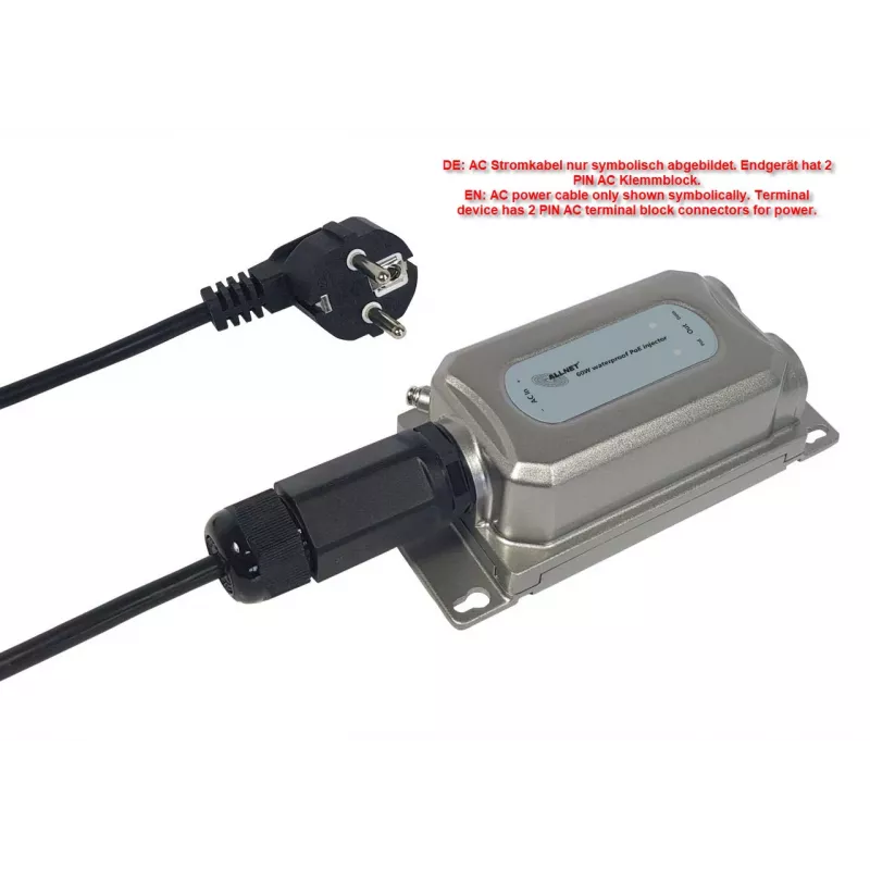 ALLNET Inyector PoE Outdoor IP67 IEEE 802.3bt 60W carcasa metálica ALL-PI2013Ov2BT60