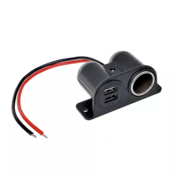 IWH toma de coche 12/24V con 2 puertos USB, 4,2A de salida total (019010)