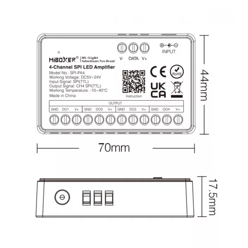 Synergy 21 controlador LED Pixel serie SPI amplificador/repetidor de 4 canales (SPI-PA4)