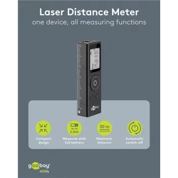 Goobay medidor láser de distancias 30 m de alcance para medición de longitudes (77834)