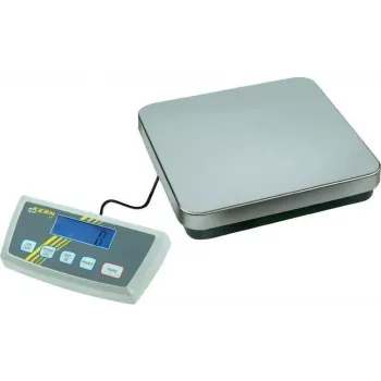 Kern DE 60K10D balanza de plataforma de doble rango, 60 kg de capacidad, 10/20 g de legibilidad, plataforma de pesaje de acero inoxidable, funcionamiento con pilas y red eléctrica