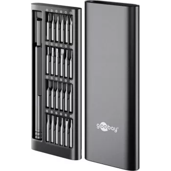 Goobay 77836 set de destornilladores de precisión de 24 piezas con portapuntas magnético