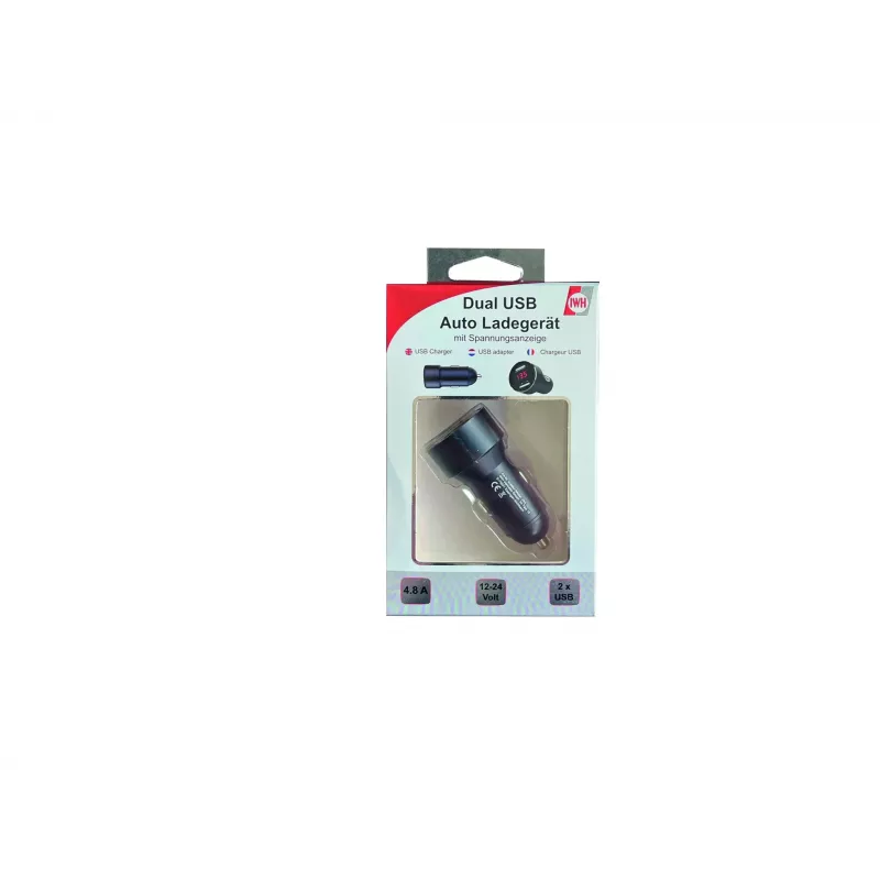 IWH cargador de coche dual USB con indicador de tensión 4,8A (019062)
