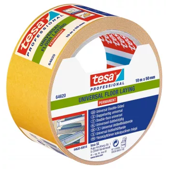 tesa 64620-00018-11 Cinta de doble cara para colocar alfombras, blanca, 10 m x 50 mm