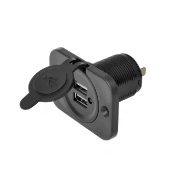 IWH Toma empotrable doble USB 12/24V 2,1A 2x USB-A negra 019006