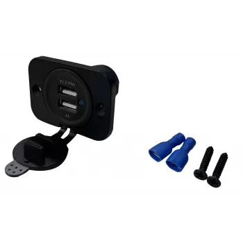 IWH Toma empotrable doble USB 12/24V 2,1A 2x USB-A negra 019006