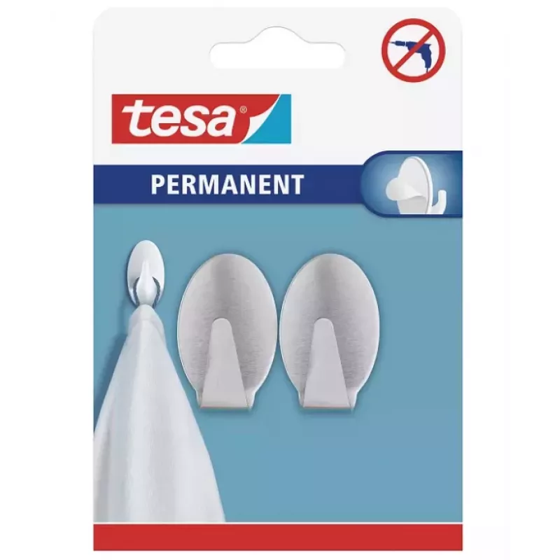 tesa Gancho permanente ovalado metal cromado 6 kg autoadhesivo 66611-00000-00