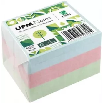 UPM Notes notas adhesivas 5654-20PG-6 pastel 75x75mm 100 hojas surtidas 6 blocs