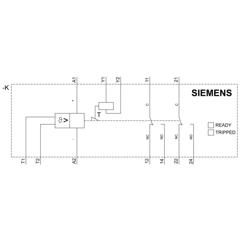 Siemens SIRIUS 3RN2 relé de protección de motor por termistor 3RN2012-2BW30, 24 V AC/DC, 1 circuito de sensor, 1NO+1NC, bornes de tornillo, carril DIN