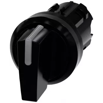 Siemens SIRIUS ACT 3SU1002-2BN10-0AA0 accionamiento de selector, 22mm, 3 posiciones, enclavamiento, mango giratorio corto, negro, iluminable