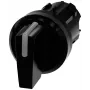 Siemens SIRIUS ACT 3SU1002-2BN10-0AA0 accionamiento de selector, 22mm, 3 posiciones, enclavamiento, mango giratorio corto, negro, iluminable