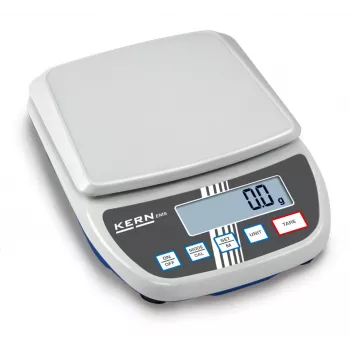 KERN EMS 12K0.1 Balanza de precisión, 12 kg x 0,1 g, plataforma de acero inoxidable, RS-232, funcionamiento con red/batería
