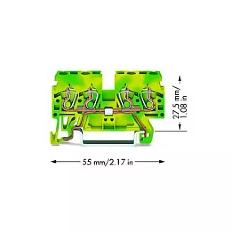 WAGO 870-837 borne de protección de 4 conductores, verde-amarillo, no puenteable