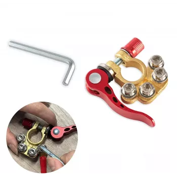 IWH 019056 Conector rápido de batería, pinza de resorte positiva y negativa, cierre rápido, con perno, 1 par