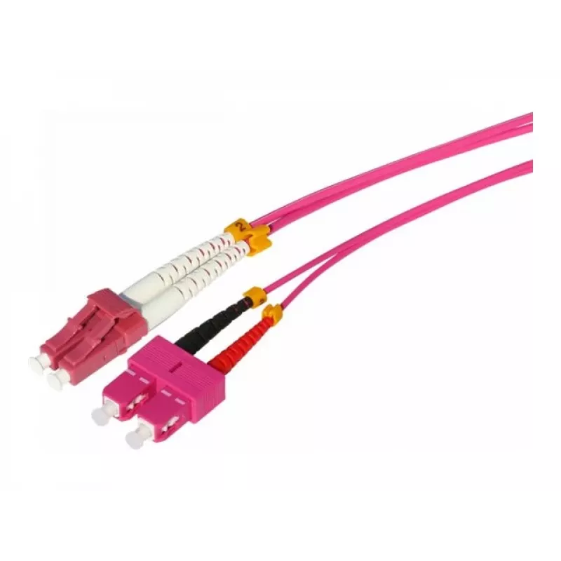 Tecline HD cable de conexión de fibra óptica multimodo OM4, LC a SC dúplex, 50/125 µm, violeta erika, 1,0 m 798LS01