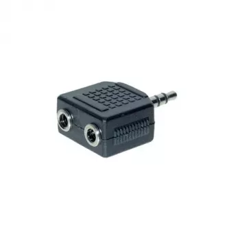 exertis Connect cable divisor de audio - conector macho estéreo de 3,5 mm a 2 conectores hembra, 0,2 m, negro 64650