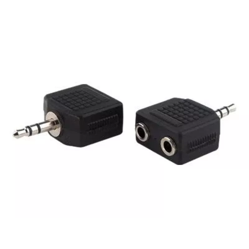 exertis Connect cable divisor de audio - conector macho estéreo de 3,5 mm a 2 conectores hembra, 0,2 m, negro 64650