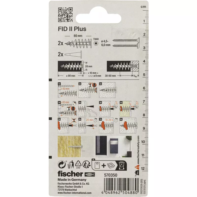Fischer FID II Plus taco para aislamiento 80 mm, 2 uds. 570350