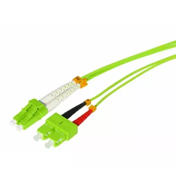 Tecline HD Cable de parcheo de fibra óptica OM5, LC dúplex a SC dúplex, 50/125 µm, verde lima, 10 m 796LS10