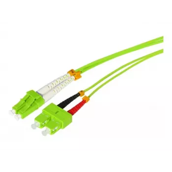 Tecline HD Cable de parcheo de fibra óptica OM5, LC dúplex a SC dúplex, 50/125 µm, verde lima, 10 m 796LS10