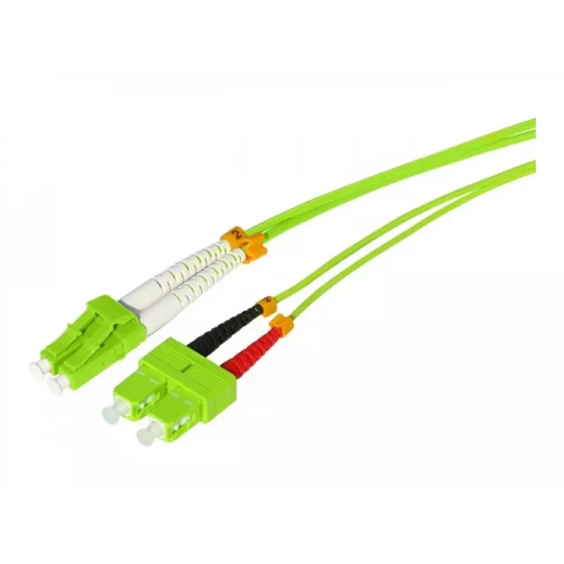 Tecline HD Cable de parcheo de fibra óptica OM5, LC dúplex a SC dúplex, 50/125 µm, verde lima, 10 m 796LS10