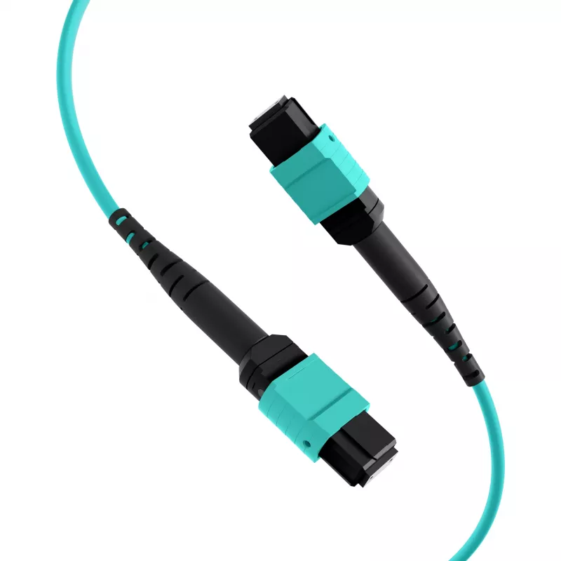 EFB Cable de parcheo MTP hembra a MTP hembra 12 fibras OM3, LSZH aqua, tipo A, 0,5 m MTPF12MTPFOM3-0,5-A