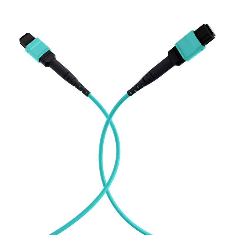 EFB Cable de parcheo MTP hembra a MTP hembra 12 fibras OM3, LSZH aqua, tipo A, 0,5 m MTPF12MTPFOM3-0,5-A