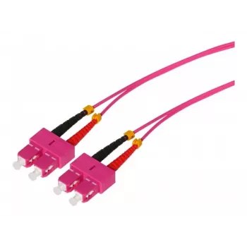 Tecline HD Cable de parcheo de fibra óptica OM4 multimodo SC dúplex a SC dúplex, 50/125 µm, violeta brezo, 7,5 m 798SS07