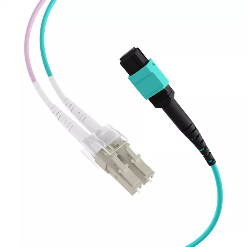 EFB MTP a LC 12 fibras OM3 LSZH cable de conexión fan-out Aqua, 7,5 m MTPF12LCOM3-7,5