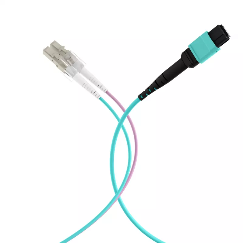 EFB MTP a LC 12 fibras OM3 LSZH cable de conexión fan-out Aqua, 7,5 m MTPF12LCOM3-7,5