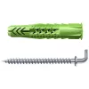 Fischer 532701 UX Green 10 x 60 R WH K NV Set de tacos universales con tornillo y gancho en L, 10 mm x 60 mm, 1 set